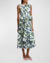 Erdem Floral Abstract Print Bow Midi Dress In White