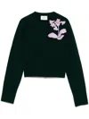 Erdem Embroidered Knit Wool Cardigan In Green