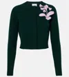ERDEM FLORAL-APPLIQUÉ CROPPED WOOL CARDIGAN