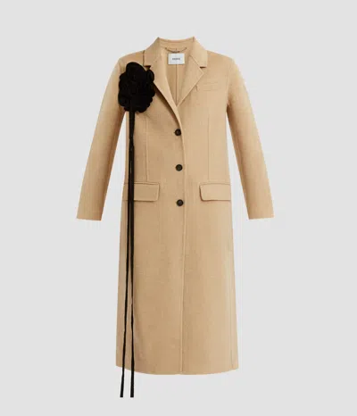 Erdem Floral Appliqué Double Faced Wool Tailored Coat In Multi