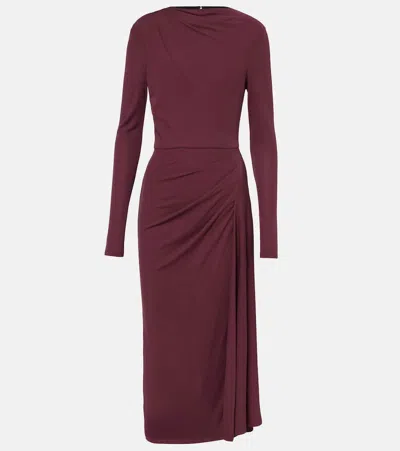 Erdem Draped Crêpe Jersey Midi Dress In Red