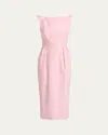 Erdem Floral Applique Pencil Midi Dress In Dusty Pink