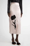 Erdem Metallic Pencil Midi Skirt In Pink