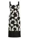 Erdem Sleeveless Cloque Midi Cocktail Dress In Black
