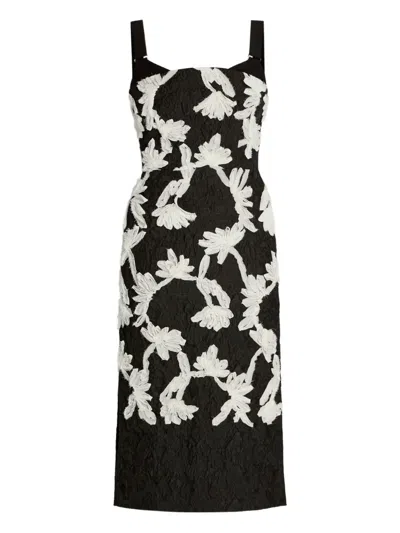 Erdem Floral-applique Sleeveless Dress In Black