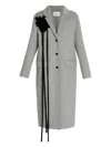 Erdem Floral-appliqué Tailored Coat In Gray