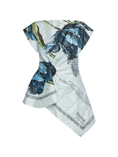ERDEM FLORAL ASYMMETRIC TOP