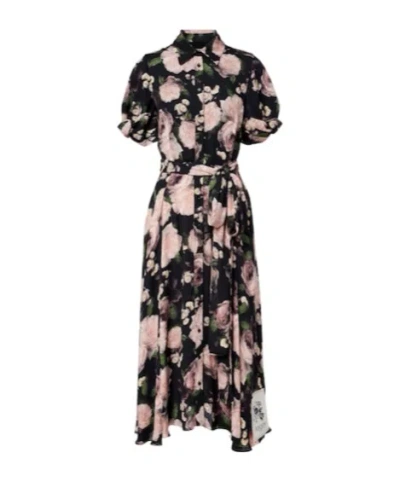 Erdem Floral Belted Shirt Dress In Multi