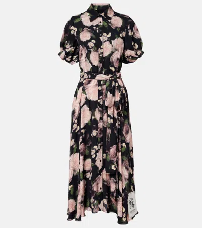 Erdem Floral Belted Shirt Dress In Multi