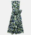 Erdem Floral Abstract Print Bow Midi Dress In White