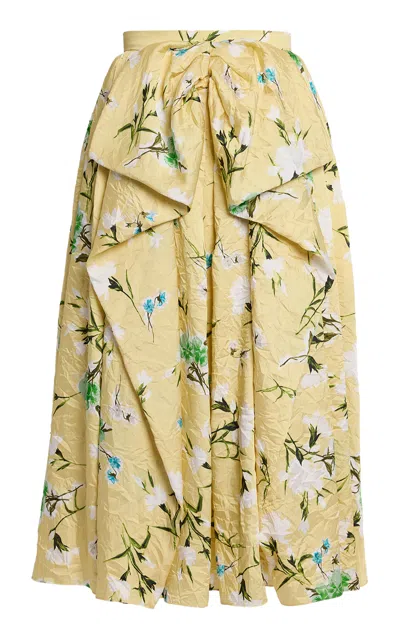Erdem Floral Bow-detailed Midi Skirt In Yellow