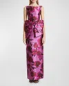 Erdem Floral Bow-detail Mikado Gown In Wisteria
