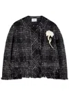 Erdem Womens Cropped Tweed Relaxed-fit Cotton-blend Jacket Black In Black