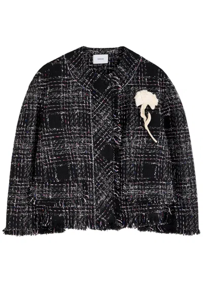 ERDEM ERDEM FLORAL-BROOCH BOUCLÉ TWEED JACKET
