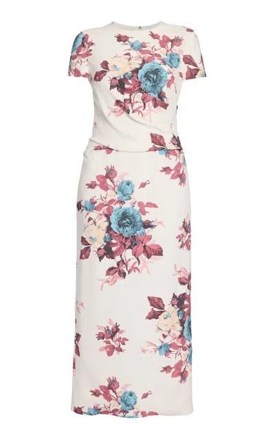 Erdem Floral Cady Midi Dress In Multi