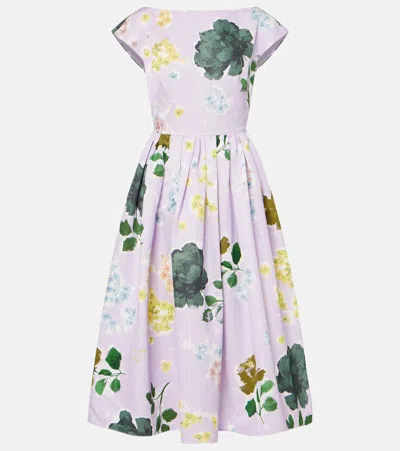 Erdem Womens Boat-neck Floral Cotton-blend Midi Dress Margot Floral Lilac