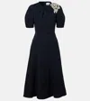 Erdem Floral Cotton-blend Jacquard Midi Dress In Blue