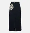 Erdem Womens Midnight Blue Flower-embroidered A-line Cotton-blend Midi Skirt In Multi