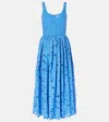 Erdem Cotton Lace Drop Waist Midi Dress In Blue