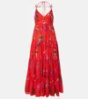 Erdem Floral-print Cotton-poplin Maxi Dress In Orange