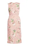 Erdem Floral Cotton-blend Pencil Midi Dress In Pink