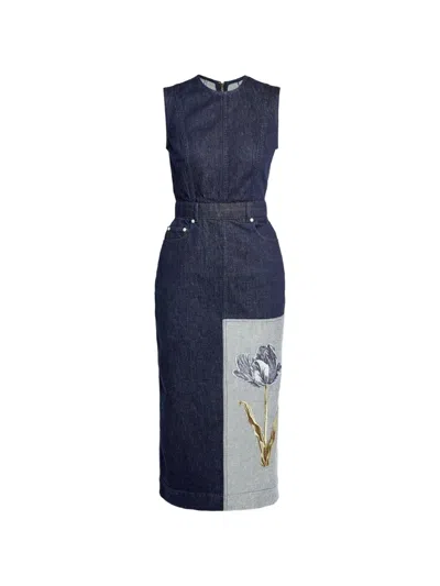 Erdem Floral Cotton Dress In Blue