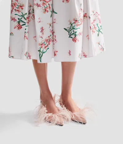 Erdem Floral Cotton Midi Pleated Skirt In Multi