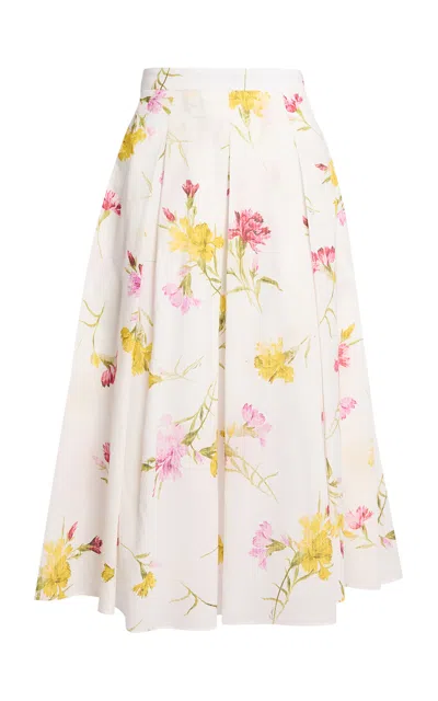 Erdem Floral Cotton Midi Skirt In Floral