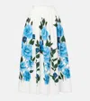 Erdem Gathered Floral-print Cotton-poplin Midi Skirt In White