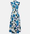 Erdem Bedrucktes Midikleid Aus Baumwollpopeline In Weiss
