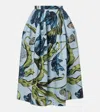 Erdem Floral Cotton Poplin Midi Skirt In Multi