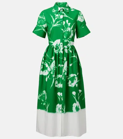 ERDEM FLORAL COTTON POPLIN SHIRT DRESS