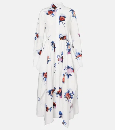 Erdem Floral Cotton Poplin Shirt Dress In White