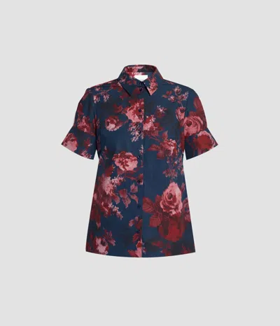 Erdem Floral Cotton Poplin Short Sleeve Shirt