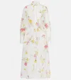 Erdem Floral Print Linen Dress With Waist Tie In White