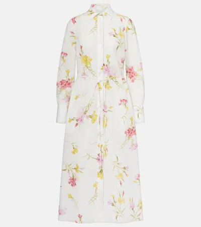 ERDEM FLORAL COTTON SEERSUCKER SHIRT DRESS