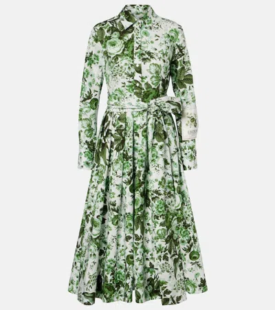 Erdem Floral Cotton Shirt Dress In Green