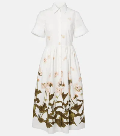 Erdem Bedrucktes Hemdblusenkleid Aus Baumwolle In Weiss