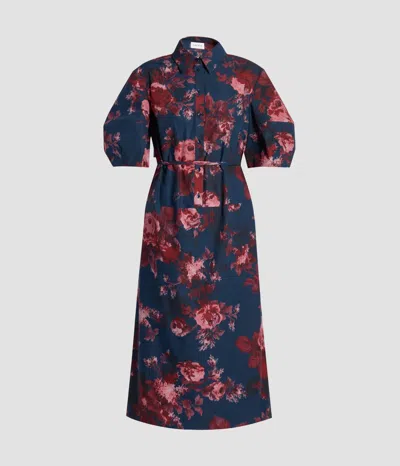 Erdem Floral Cotton Short Sleeve Midi Dress