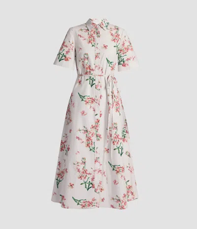 Erdem Floral Cotton Short Sleeve Midi Dress In Multi