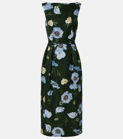 Erdem Floral Cotton-blend Faille Midi Dress In Black
