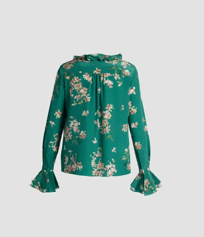 Erdem Floral Crepe De Chine Long Sleeve Shirt In Multi