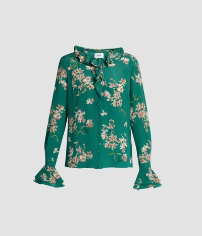 Erdem Floral Crepe De Chine Long Sleeve Shirt In Multi