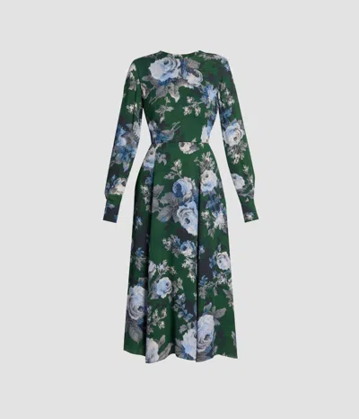 Erdem Floral-print Long-sleeve Dress In Green