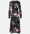 Erdem Floral Crêpe Midi Dress In Black