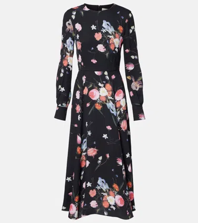 Erdem Floral Crêpe Midi Dress In Blue
