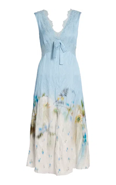 Erdem Floral Crushed Fluid Satin Maxi Dress In Black