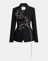 ERDEM FLORAL CRYSTAL FITTED WOOL BLAZER