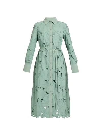 Erdem Floral Cut-out Shirt Dress In Green