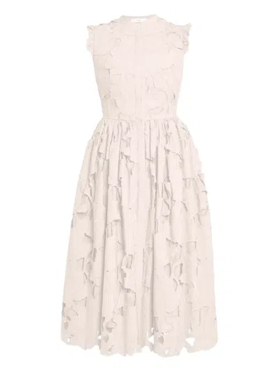 Erdem Floral-cutwork Sleeveless Midi Dress In Yellow